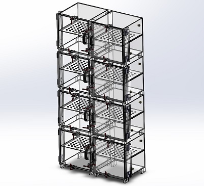 Desiccator Cabinet, Clear Acrylic, 8 Door Dry Box, 24W, 12D, 48H