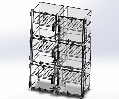 Desiccator Cabinet, Clear Acrylic, 6 Door Dry Box, 48W, 24D, 54H