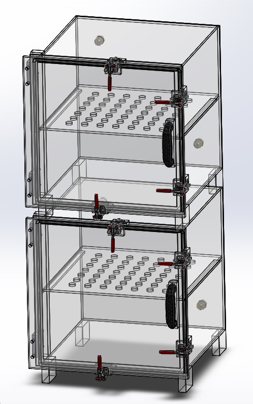 Eight Door Desiccator Cabinet Amber Acrylic 36x18x48 - Cleatech