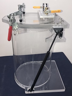 cylindrical vacuum chamber hinged lid